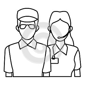 Delivery man and woman portrait people worker