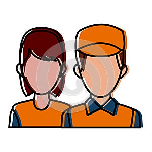 Delivery man and woman portrait people worker