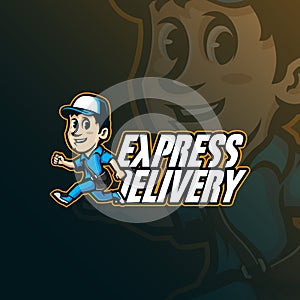 Delivery mascot logo design vector with modern illustration concept style for badge, emblem and t shirt printing. fast delivery