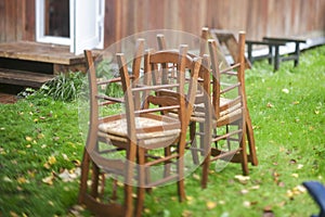 delivery of new wooden chairs