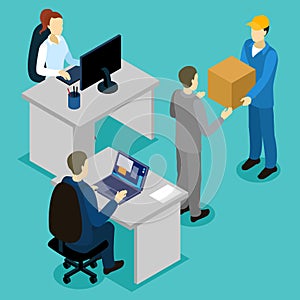 Delivery In Office Isometric Composition