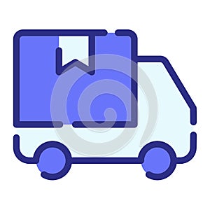 Delivery package car deliver single isolated icon with dash or dashed line style