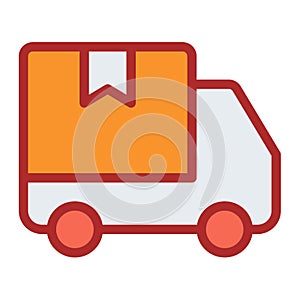 Delivery package car deliver single isolated icon with filled line style
