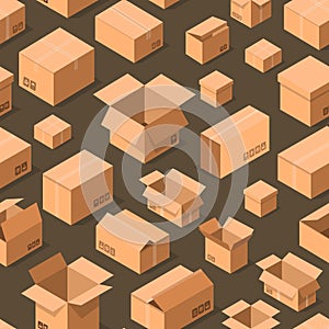 Delivery packaging boxes seamless pattern