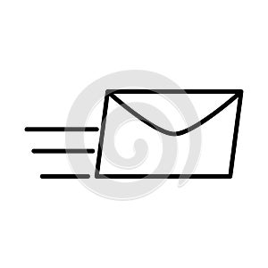 Delivery packaging, mail service fast courier distribution line style icon