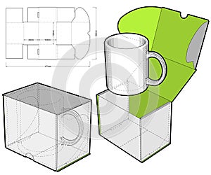 Delivery Packaging Mug Box and Die-cut Pattern.