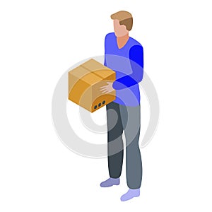 Delivery parcel box icon, isometric style
