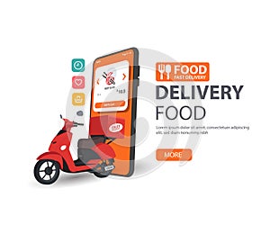 Delivery Parcel Box with mobile phone. Fast online delivery service. Online order. Internet e-commerce. concept for website or
