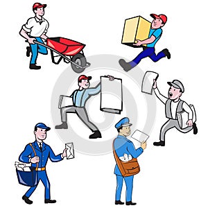 Delivery Person Mascot Cartoon Set