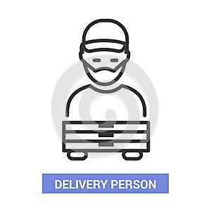Delivery person - vector line design single isolated icon