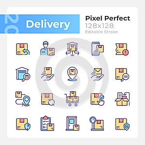 Delivery pixel perfect RGB color icons set