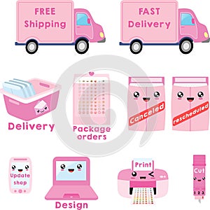 Delivery and printer clipart, free shipping clipart, canceled, rescheduled photo
