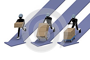 Delivery profession. A person who does manual labor. Run and deliver your luggage. Delivery with an emphasis on speed. A person