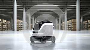 delivery robot car working in warehouse. Future Innovation. - Generative ai