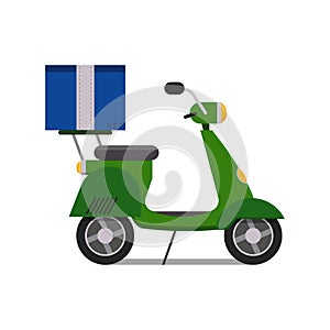 Delivery scooter transport cargo logistic vector illustration.