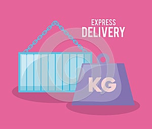Delivery service container with kilograms