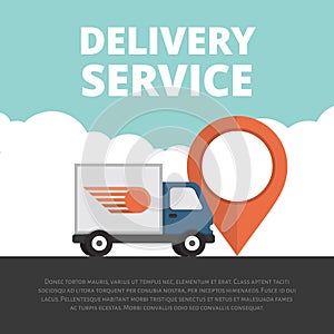 Delivery service. Delivery truck. Flat style, vector illustration.