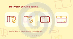 Delivery Service Icons set with outline style duo tone color modern flat design with delivery package box vector