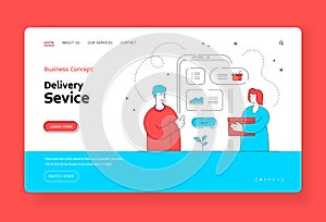 Delivery service landing page banner template. Vector illustration