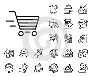 Delivery Service line icon. Shopping cart sign. Cash money, loan and mortgage. Vector