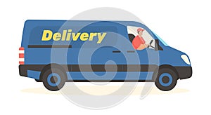 Delivery service minibus. Fast shipping goods different weights