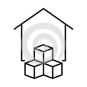 Delivery Service to Home Line Icon. Shipping To House of Parcel Package Outline Sign. Address Delivery Symbol. Order