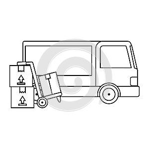 delivery service truck with cart