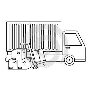 delivery service truck with cart