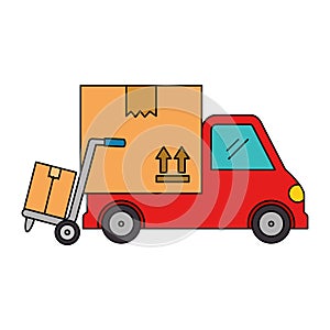 delivery service truck with cart