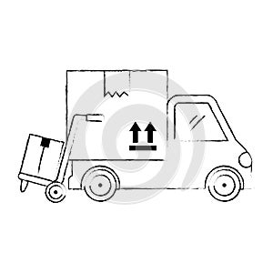 delivery service truck with cart