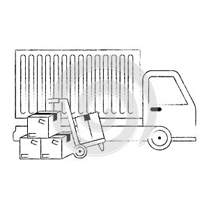 delivery service truck with cart