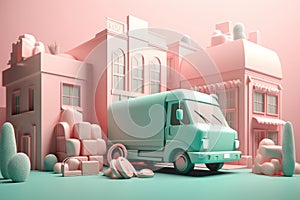 Delivery service truck. Generate Ai