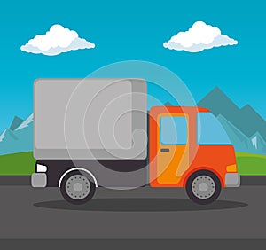 Delivery service truck isolated icon