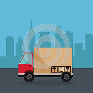 Delivery service truck isolated icon