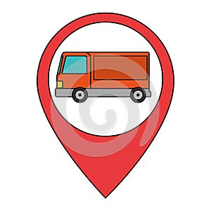 delivery service truck in pin location