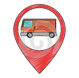 delivery service truck in pin location