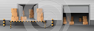 Delivery service warehouse loading entrance vector photo