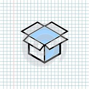 Delivery Shipping Box Symbol Icon on Paper Note Background, Media Icon for Technology Communication and Business E-Commerce