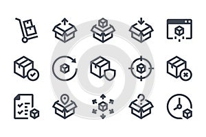 Delivery and Shipping glyph icon set.