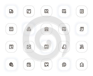 Delivery and shipping line icons set. Editable Stroke. 24x24 Pixel Perfect.