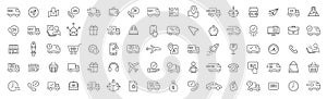 Delivery and shopping line icons collection. Big UI icon set. Thin outline icons pack. Vector illustration eps10