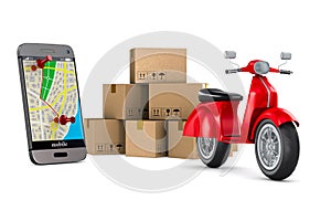 Delivery system on white background. Isolated 3D illustration