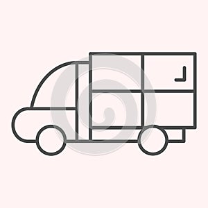 Delivery thin line icon. Cargo shipping car. Postal service vector design concept, outline style pictogram on white