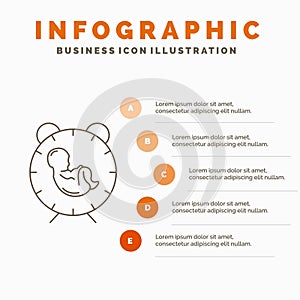 delivery, time, baby, birth, child Infographics Template for Website and Presentation. Line Gray icon with Orange infographic
