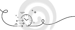 Delivery time line icon. Express courier sign. Continuous line with curl. Vector