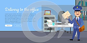 Delivery to the Office Cartoon Vector Web Banner