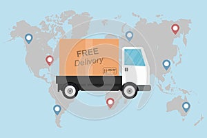 Delivery track on world map