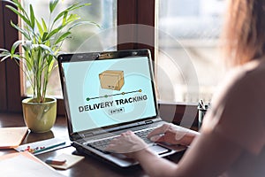 Delivery tracking concept on a laptop screen