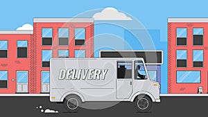 Delivery Truck. Animation of a truck driving on the road.