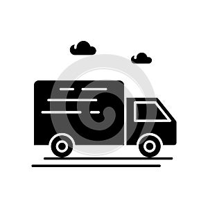 Delivery truck black glyph icon